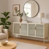 Madia moderna con 4 ante in vetro temperato e luce LED cashmere MALK40