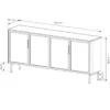 Madia moderna con 4 ante in vetro temperato e luce LED quercia scura e nero MALK40