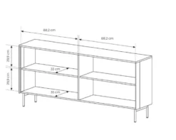Madia moderna con 4 ante in vetro temperato e luce LED quercia scura e nero MALK40