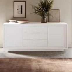 Madia moderna con 3 cassetti 184x80 cm bianco opaco ML55