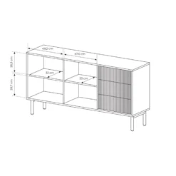 Madia moderna da soggiorno con 2 ante push to open rovere chiaro MALK45