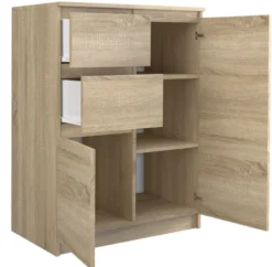 Madia moderna da soggiorno 70X97 a 2 ante e 2 cassetti rovere chiaro MT7