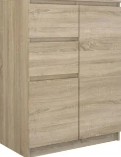 Madia moderna da soggiorno 70X97 a 2 ante e 2 cassetti rovere chiaro MT7