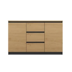 Madia moderna soggiorno 200 cm con 3 ante e 6 cassetti rovere antracite MT3