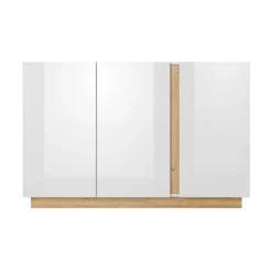 Madia moderna 138x90 bianca con dettagli rovere MALK2