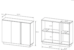 Madia moderna 138x90 bianca con dettagli rovere MALK2