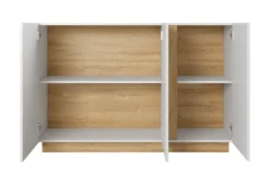 Madia moderna 138x90 bianca con dettagli rovere MALK2