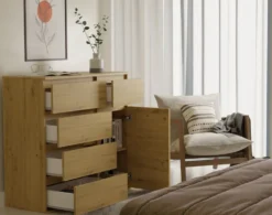 Madia moderna 100x93 cm con 1 anta e 5 cassetti rovere MT6
