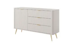 Madia moderna 138x81cm con 1 anta e 3 cassetti beige MALK19