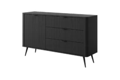 Madia moderna 138x81cm con 1 anta e 3 cassetti nero MALK19