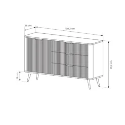Madia moderna 138x81cm con 1 anta e 3 cassetti nero MALK19