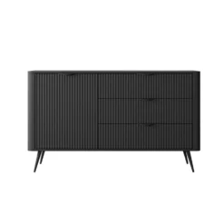 Madia moderna 138x81cm con 1 anta e 3 cassetti nero MALK19