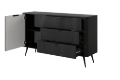 Madia moderna 138x81cm con 1 anta e 3 cassetti nero MALK19