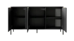 Madia moderna 153x81cm con 3 ante antracite con dettagli oro MALK12