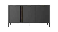 Madia moderna 153x81cm con 3 ante antracite con dettagli oro MALK12