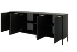 Madia moderna 203x81cm con 4 ante antracite con dettagli oro MALK13