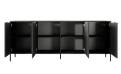 Madia moderna 203x81cm con 4 ante antracite con dettagli oro MALK13