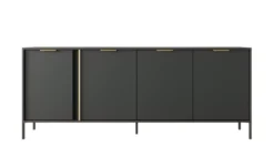 Madia moderna 203x81cm con 4 ante antracite con dettagli oro MALK13