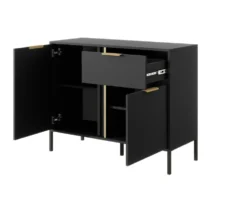Madia moderna 103x81cm con 2 ante e 1 cassetto antracite con dettagli oro MALK14