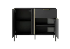 Madia moderna 103x81cm con 2 ante e 1 cassetto antracite con dettagli oro MALK14