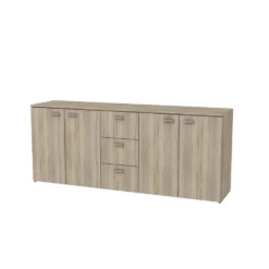 Madia moderna 180x74cm con 4 ante e 3 cassetti rovere chiaro MALK10
