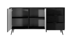 Madia moderna 163x81cm con 2 ante e 3 cassetti nero MALK18
