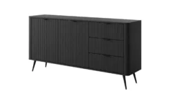 Madia moderna 163x81cm con 2 ante e 3 cassetti nero MALK18