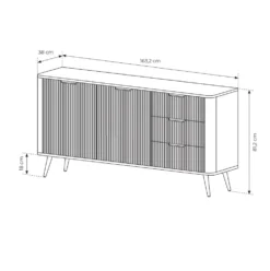 Madia moderna 163x81cm con 2 ante e 3 cassetti nero MALK18