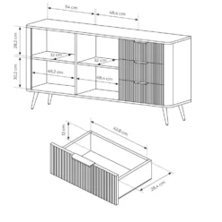 Madia moderna 163x81cm con 2 ante e 3 cassetti nero MALK18
