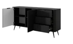Madia moderna 163x81cm con 2 ante e 3 cassetti nero MALK18