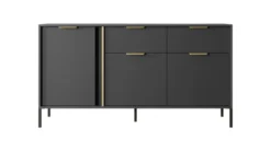 Madia moderna 153x81cm con 3 ante e 2 cassetti antracite con dettagli oro MALK11