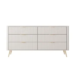 Madia moderna 163x81cm con 6 cassetti beige MALK17