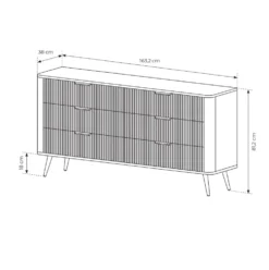 Madia moderna 163x81cm con 6 cassetti nero MALK17