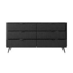 Madia moderna 163x81cm con 6 cassetti nero MALK17