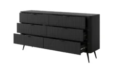Madia moderna 163x81cm con 6 cassetti nero MALK17