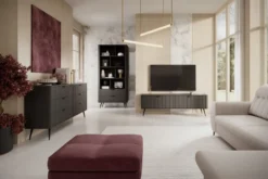 Madia moderna 163x81cm con 6 cassetti nero MALK17