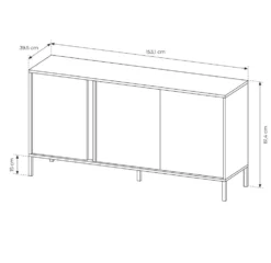 Madia moderna 153x81cm con luce LED 3 ante beige MALK7