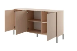 Madia moderna 153x81cm con luce LED 3 ante beige MALK7