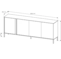 Madia moderna 203x81cm con luce LED 4 ante beige MALK9