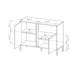 Madia moderna 103x81cm con luce LED 2 ante e 1 cassetto beige MALK8