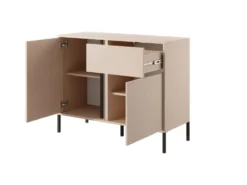 Madia moderna 103x81cm con luce LED 2 ante e 1 cassetto beige MALK8