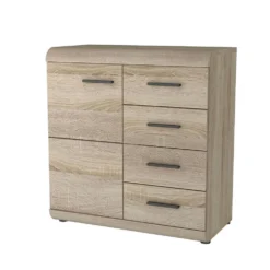 Madia moderna 80x87cm con un’ anta e 4 cassetti rovere chiaro MALK24