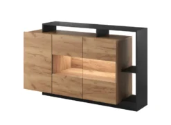 Madia moderna 155x93 con 3 ante antracite e rovere MALK5