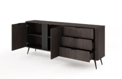 Madia moderna 195,2x81,2 con 2 ante e 3 cassetti in quercia scuro MALK48