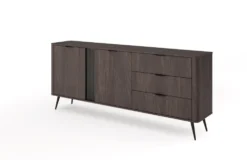 Madia moderna 195,2x81,2 con 2 ante e 3 cassetti in quercia scuro MALK48