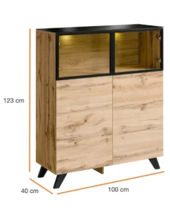 Madia rovere chiaro con vetrinette MP17
