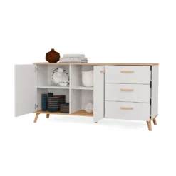 Madia soggiorno con cassetti 150x75 cm in rovere e bianco MT15