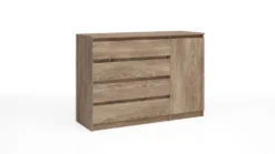 Madia 120x86 cm con 1 anta e 4 cassetti marrone MG7