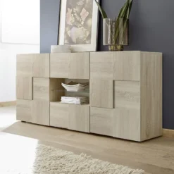 Madia 181x84 con frontale geometrico due ante e due cassetti sonoma ML9