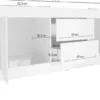 Madia 210x66 da soggiorno con due ante e due cassetti bianco lucido ML6